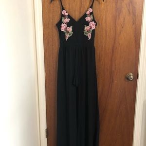 Black and floral romper